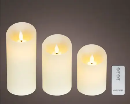 Lumineo ledkaars wave vlam 3st creme/warm wit - afbeelding 2