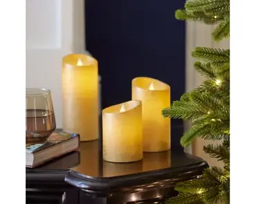 Lumineo ledkaars wave vlam 3st goud/warm wit - afbeelding 3
