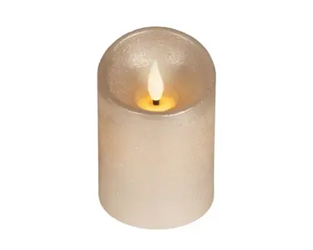 Lumineo ledkaars wave vlam 7.5x10.5cm licht grijs/warm wit - afbeelding 1