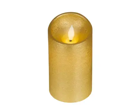 Lumineo ledkaars wave vlam 7.5x13.5cm goud/warm wit - afbeelding 1