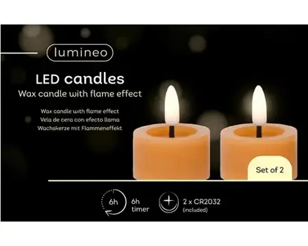 Lumineo ledtheelicht d4h5cm 2st oranje - afbeelding 1