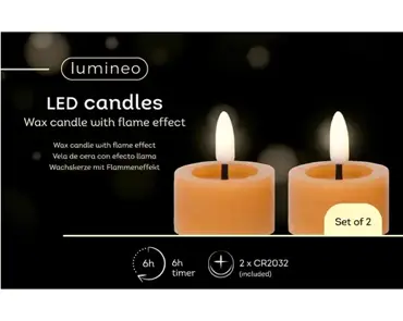 Lumineo ledtheelicht d4h5cm 2st oranje - afbeelding 1