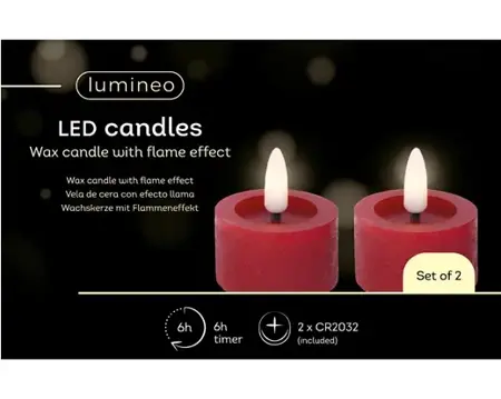 Lumineo ledtheelicht d4h5cm 2st rood - afbeelding 1