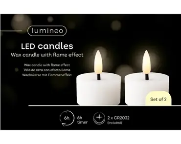 Lumineo ledtheelicht d4h5cm 2st wit - afbeelding 1