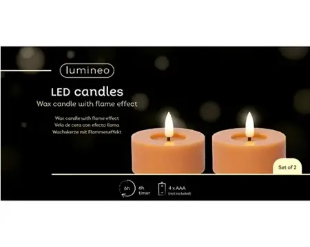 Lumineo ledtheelicht d7h6cm 2st oranje - afbeelding 1