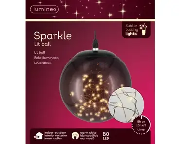 Lumineo micro led bal d18cm-80l zwart/warm wit - afbeelding 1