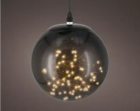 Lumineo micro led bal d18cm-80l zwart/warm wit - afbeelding 3