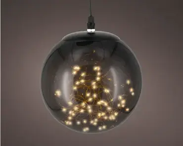 Lumineo micro led bal d18cm-80l zwart/warm wit - afbeelding 3