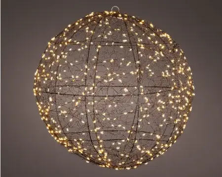 Lumineo micro led bal frame d28cm-400l zwart/klassiek warm - afbeelding 3