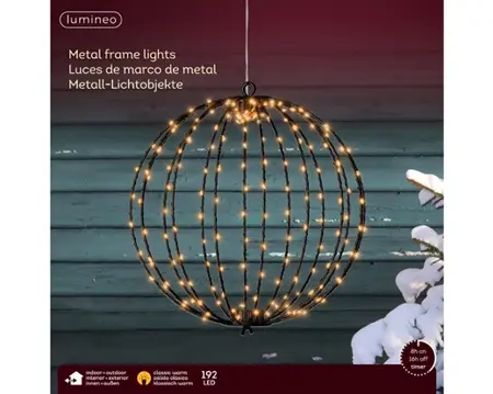 Lumineo Micro LED Framelight Ø28 cm, zwart frame, klassiek warm licht - afbeelding 1