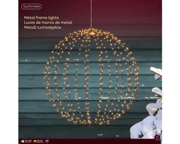 Lumineo Micro LED Framelight Ø58cm zwart met klassiek warm licht