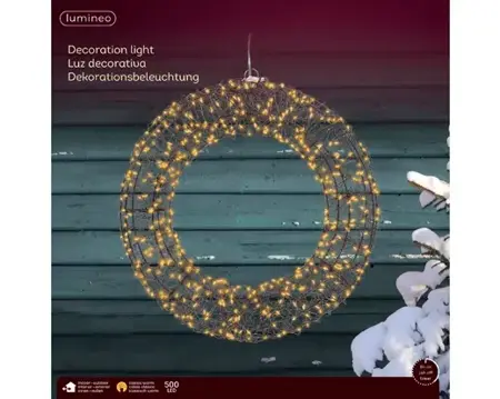 Lumineo micro led krans 38x7cm-500l klassiek warm - afbeelding 1