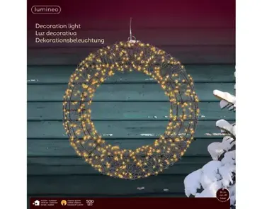 Lumineo micro led krans 38x7cm-500l klassiek warm - afbeelding 1