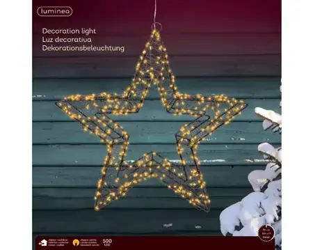 Lumineo micro led ster 38cm-500l zwart/klassiek warm - afbeelding 1