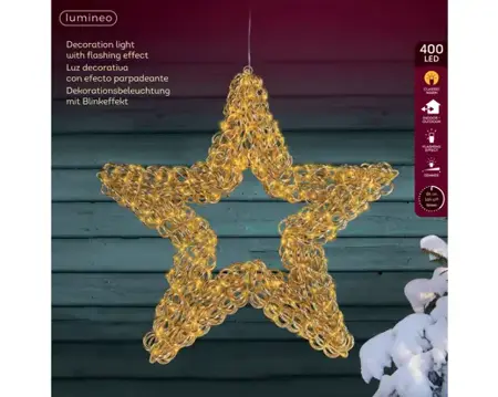 Lumineo micro led ster | 58x10 centimeter | 400 LED | goud | klassiek warm - afbeelding 1