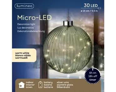 Lumineo microled bal 14cm groen/warm wit - afbeelding 1