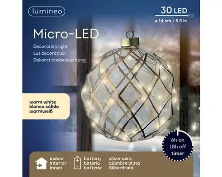 Lumineo microled bal 14cm helder/warm wit - afbeelding 1