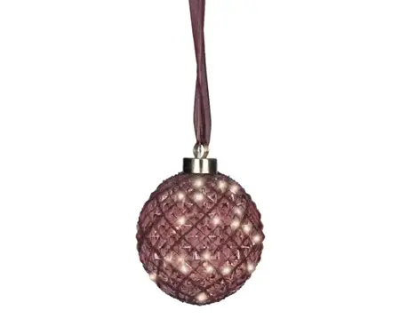 Lumineo microled bal 14cm maroon/warm wit - afbeelding 2