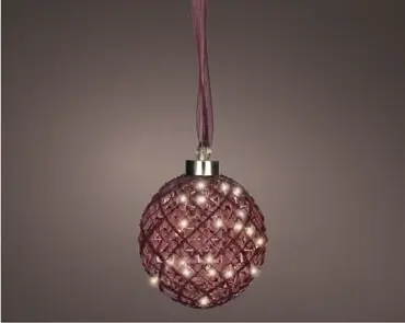 Lumineo microled bal 14cm maroon/warm wit - afbeelding 3