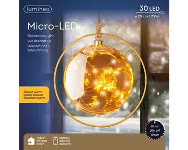 Lumineo microled bal 20cm amber/klassiek warm - afbeelding 1