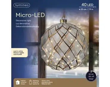 Lumineo microled bal 20cm helder/warm wit - afbeelding 1