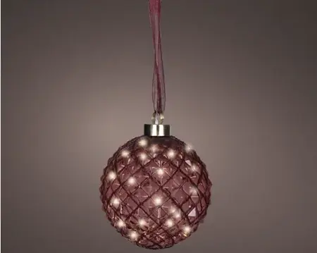 Lumineo microled bal 20cm maroon/warm wit - afbeelding 3