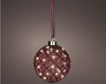 Lumineo microled bal 20cm maroon/warm wit - afbeelding 3