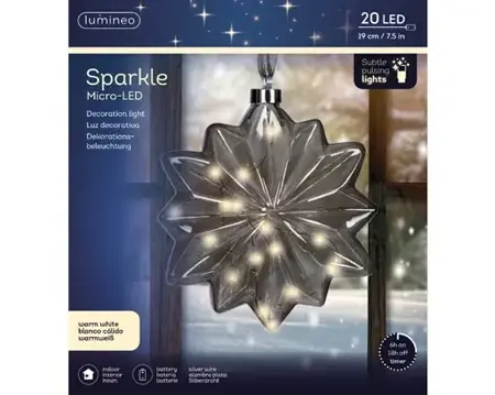 Lumineo microled bloem 19cm grijs/warm wit - afbeelding 1