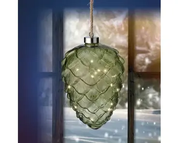 Lumineo microled dennenappel 15cm groen/warm wit - afbeelding 2