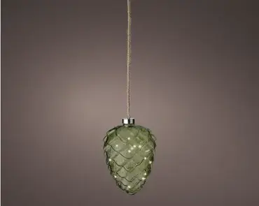 Lumineo microled dennenappel 15cm groen/warm wit - afbeelding 4