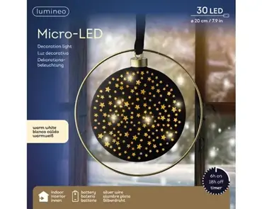 Lumineo microled schijf 20cm zwart/warm wit - afbeelding 1