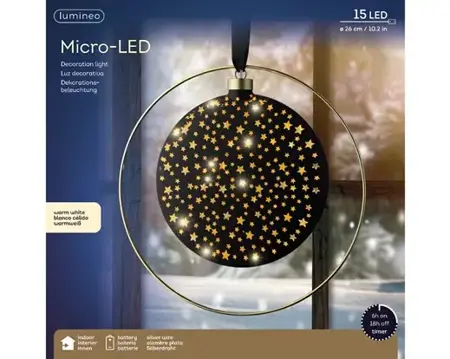 Lumineo microled schijf 26cm zwart/warm wit - afbeelding 1