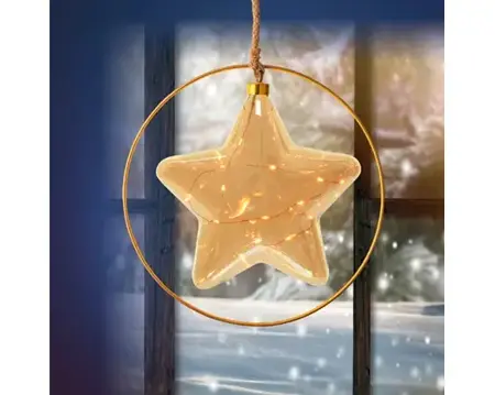 Lumineo microled ster 26cm amber/klassiek warm - afbeelding 2