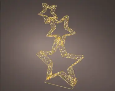 Lumineo microled sterren | 350 LED | 16x50x80 centimeter | goud/warm wit/klassiek warm - afbeelding 2