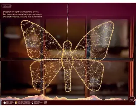 Lumineo microled vlinder 58x43cm-400l goud/koel warm - afbeelding 1