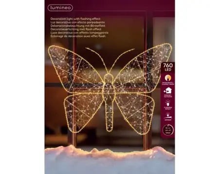 Lumineo Microled vlinder 98x77cm-760led warm wit/klassiek warm - afbeelding 1