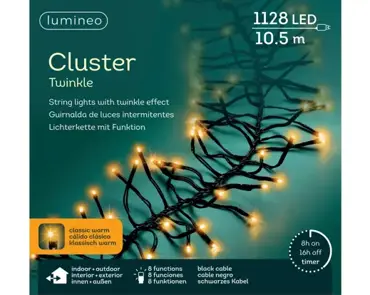 Lumnineo led Cluster twinkel | 10 meter | 1120 LED | klassiek warm - afbeelding 2