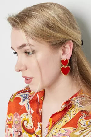 Oorbellen 2x Hart - Rood