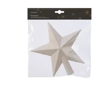 Piek plastic 4x19cm ster glitter wolwit - afbeelding 1
