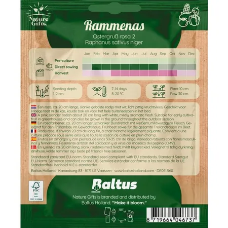 Rammenas ostergru rosa 2 per 12m - afbeelding 2