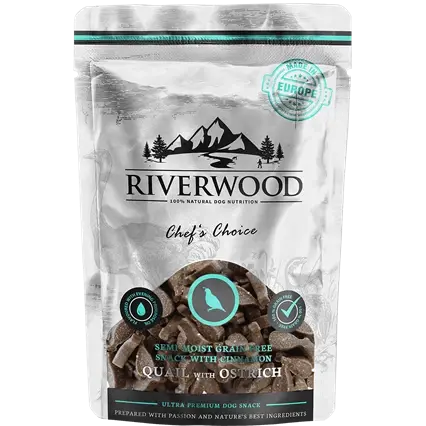 Riverwood Hondensnack kwartel / struisvogel 200g - afbeelding 1