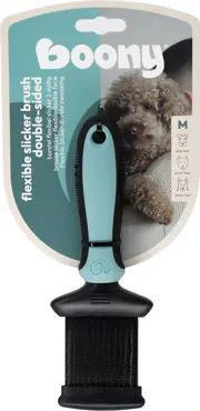 Slickerborstel hond flexibel 2-zijdig medium