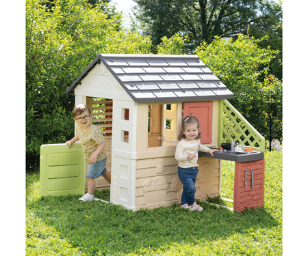 Smoby Speelhuis Nature met keuken sfeer