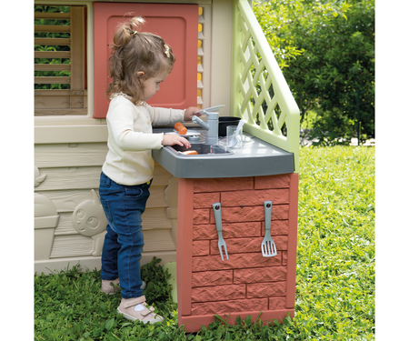 Smoby Speelhuis Nature met keuken spelen