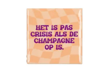Tegeltje champagne op 10x10x1cm