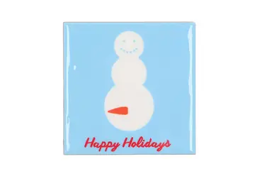 Tegeltje Happy holidays snowman 10x10x1cm