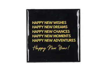 Tegeltje Happy new wishes 10x10x1cm