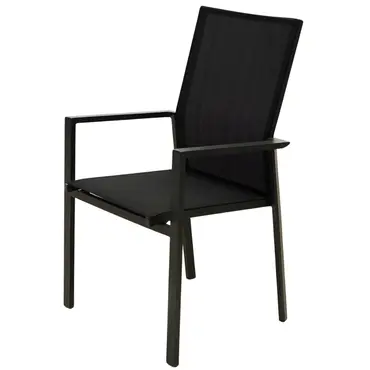 Tuinstoel Delia hoge rug alu text. zwart stapelbaar