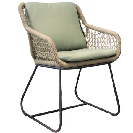 Tuinstoel Portofino touw - Olijf Groen/ Kussen Groen