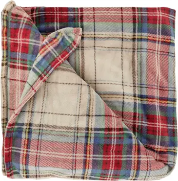 Unique Living plaid victor 200x150cm beige/rood